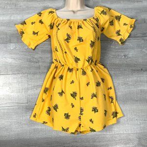 3/$25 Kendall & Kylie Off Shoulder Yellow Floral Romper Small
